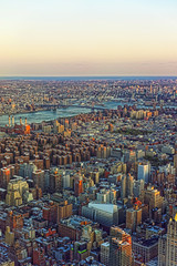 Aerial view of Skyscrapers of Manhattan and Brooklyn