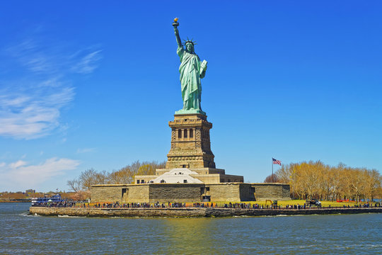 Liberty Island and Statue in Upper New York Bay