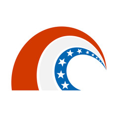 American icon on a white background. The tape of the American fl