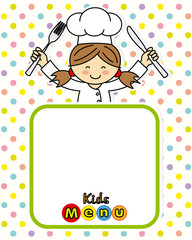 girl chef. space for text or photo