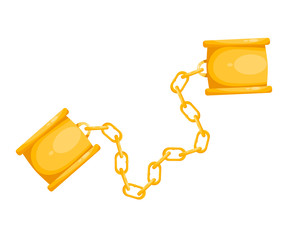 Fetters on a white background. Cartoon illustration of the shack