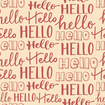 Hand-lettering Seamless Pattern Hello.