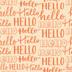 Hand-lettering seamless pattern Hello.