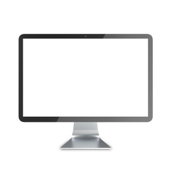 Lcd monitor, electronic device isolated on white background.