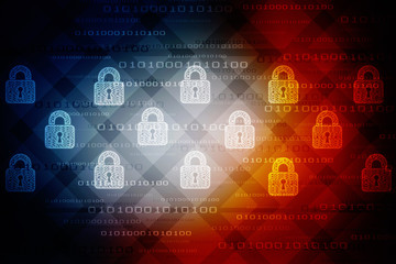 Security concept: Lock on digital screen, contrast, 3d render