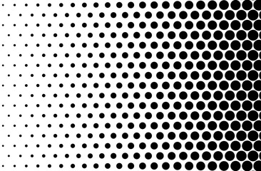 Basic halftone dots effect in black and white color. Halftone effect. Dot halftone. Black white halftone. Halftone background. Right to left.