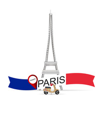 France Paris Eiffel tower.Vector illustration
