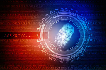 Security system concept with fingerprint Letter P sign