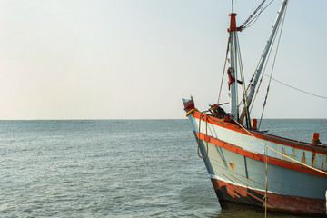 Prow of fishing boat floating