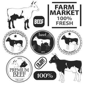Set of premium beef labels, badges and design elements. Vector