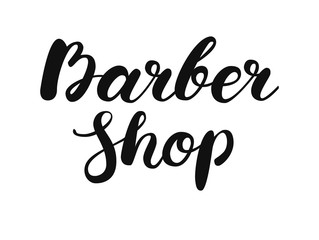 Vector Barber Shop handwriten brush lettering. Calligraphy for laber, poster, banner