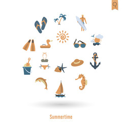 Summer and Beach Simple Flat Icons