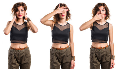 Pretty girl covering her eyes