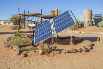 Foto op Plexiglas Solar panel in the Farm Gunsbewys  in southern Namibia © NICOLA