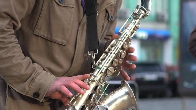 Street Musician Playing the Saxophone