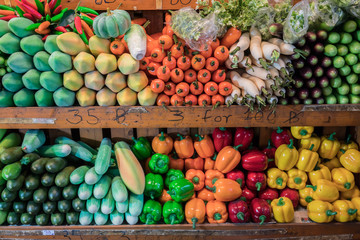 Varieties of artificial vegetables  selling in the flea market
