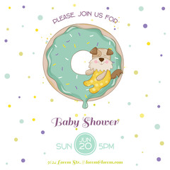 Baby Shower or Arrival Card - Baby Dog - in vector