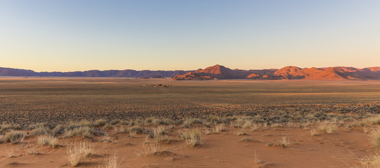 Fototapeta na wymiar View of Farm Gunsbewys and Tiras mountains in southern Namibia