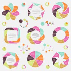 Diagrams set, seven steps of process