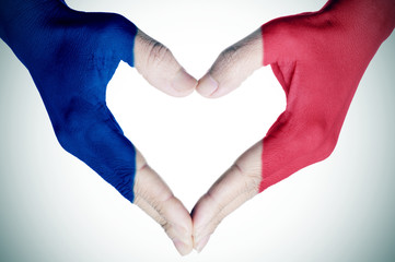 heart patterned with the flag of France