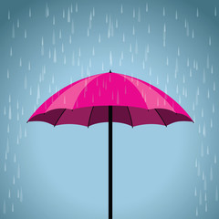 Fototapeta na wymiar pink umbrella and a rain background