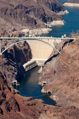 View of the Hoover dam and bridge
