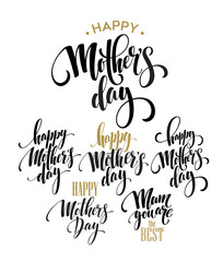 Mothers Day vector greeting card calligraphy lettering template. Vector illustration