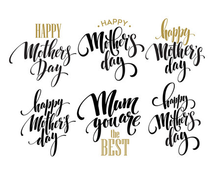 Mothers Day vector greeting card calligraphy lettering template. Vector illustration