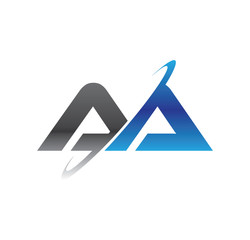 aa initial logo with double swoosh blue and grey