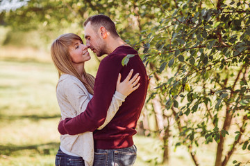 young couple in love having fun and enjoying the beautiful nature