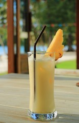 The Pineapple juice serve on the beach