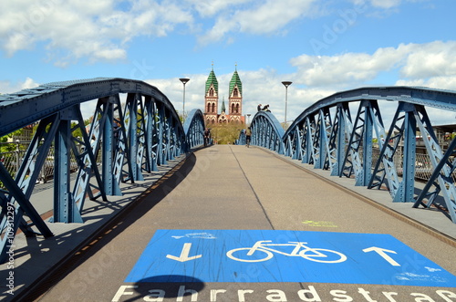 "Blaue Brücke in Freiburg" Stock photo and royalty-free ...
