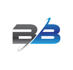 bb initial logo with double swoosh blue and grey