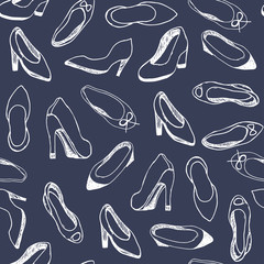Seamless pattern with women shoes. Fashion background. Vector Illustration