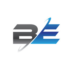 be initial logo with double swoosh blue and grey