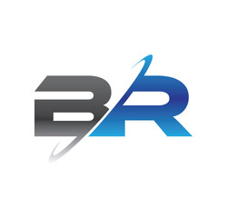 br initial logo with double swoosh blue and grey - obrazy, fototapety, plakaty