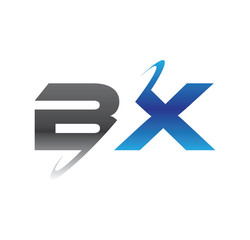 Fototapeta premium bx initial logo with double swoosh blue and grey