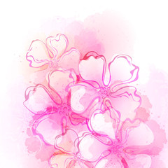 Decorative watercolor spring flower. Vector illustration