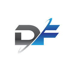 df initial logo with double swoosh blue and grey