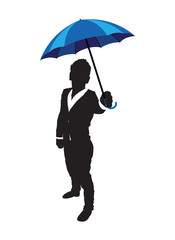 blue umbrella business man