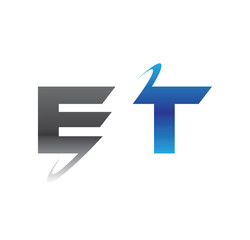 et initial logo with double swoosh blue and grey
