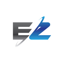 ez initial logo with double swoosh blue and grey