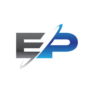 ep initial logo with double swoosh blue and grey