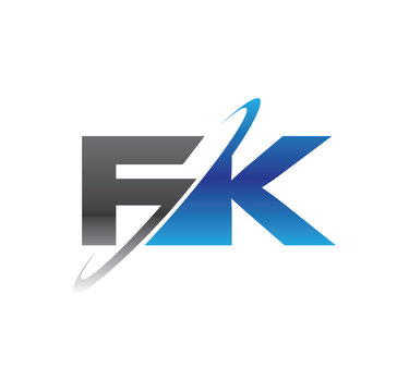 fk initial logo with double swoosh blue and grey