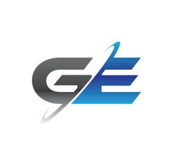 ge initial logo with double swoosh blue and grey