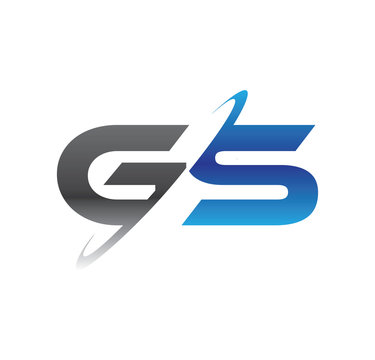 gs initial logo with double swoosh blue and grey