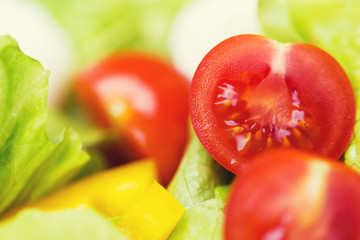 close up of ripe cut vegetables in salad