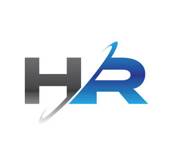 hr initial logo with double swoosh blue and grey