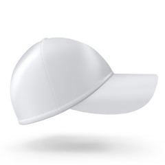 Realistic white baseball cap isolated on white background.