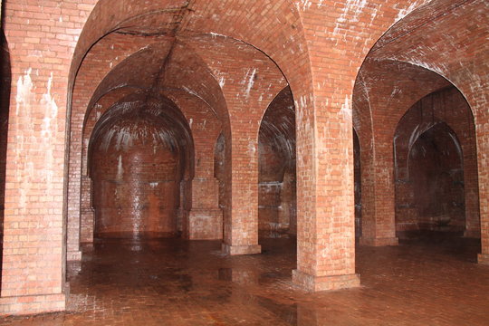 Brickwork of an Underground Water Storage Reservoir.